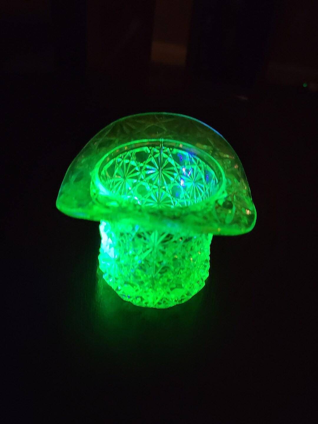 Vintage Vaseline Glass Top Hat Toothpick Holder Etsy