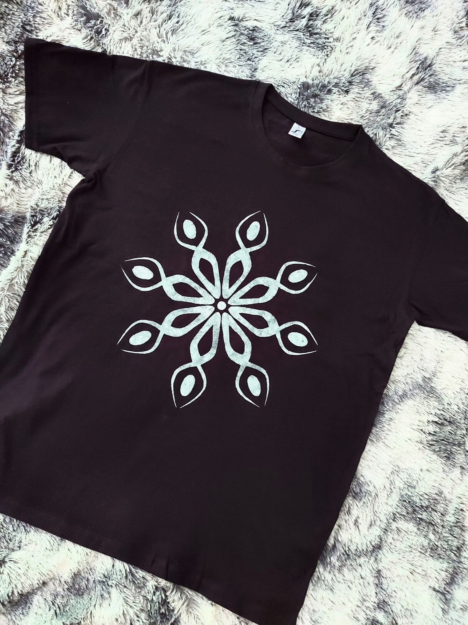 flower printed black shirt