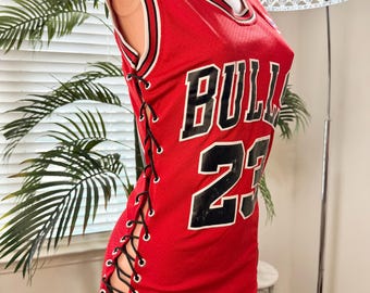 Vintage Bulls Inspired Jersey Dress Lace up Sides, Sporty Streetwear - Etsy Vintage Bulls Inspired Jersey Dress Lace up Sides, Sporty Streetwear - Etsy