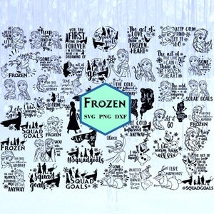 50+ FrozenSvg Bundle SVG PNG DXF Clipart FrozenDigital Download Elsa Olaf Anna Frozen Instant Download