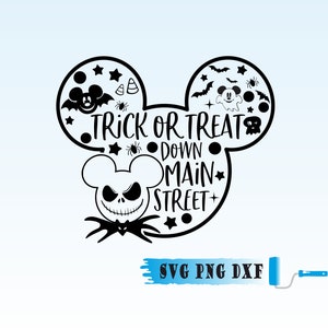 Mickey Inspired Trick or Treat Svg, Abóbora, Fantasmas, Halloween Mickey Design SVG Png Vector, Clipart, Design Digital, Cricut, Silhouette