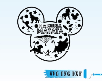 LionKing HakunaMatata SVG, Silhouette Cut File, silhouette svg, dxf, png, HakunaMatata Ronded Mickey svg Download for Cricut Digital File