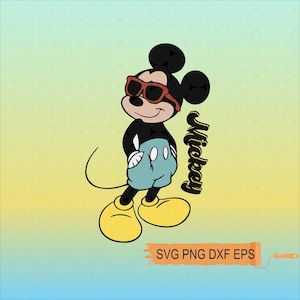 Topolino con occhiali da sole SVG, Silhouette Cut File silhouette svg dxf png Mouse Topolino svg Scarica per Cricut Digital File