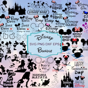 50+ Bundle Svg Png DXF Eps Cricut Printable Clipart Silhouette, Mouse Svg, Castle Svg, DisneyWorld Svg