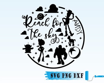 ToyStory inspired Reach for the Sky, Circle Collage, SVG, PNG, Dxf, ToyStory SVG Cricut Clipart, ToyStory Friends svg, Woody svg