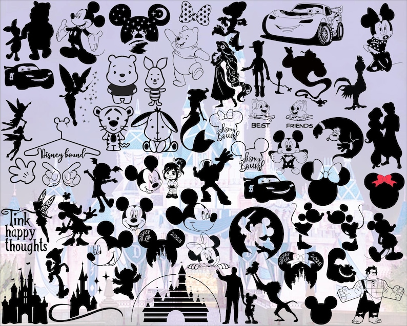 Paquete de 100 Svg, Png, DXF, Eps, Cricut, Clipart imprimible, silueta ...