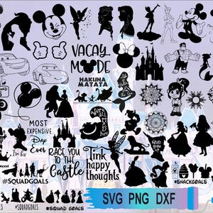 100 Bundle Svg Png DXF Eps Cricut Printable Clipart Silhouette, Mouse Svg, Castle Svg, DisneyWorld Svg