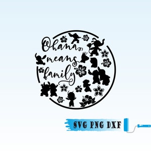 Ohana means family svg, Lilo and Stitch rounded SVG, Lilo svg, Stitch cut file, Stitch quote svg Cricut cut file, clipart, svg, png, dxf