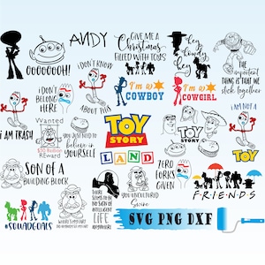 ToyStory SVG Bundle Svg Png Dxf, Woody SVG Cricut file, Forky svg, Buzz Lightyear Svg, Rex Svg, Jessie Svg, Aliens Svg, Cameo, Hamm
