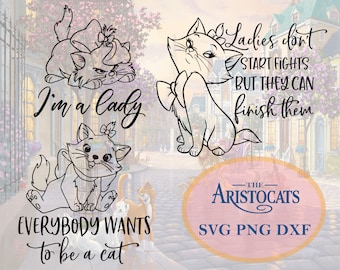 Aristokrater Clipart SVG Marie Digital Nedladdning PNG Svg Dxf 15 Cat Marie, Aristocats SVG, Aristocats Cricut svg, Aristocats Cut File
