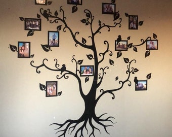 Tree with photo Frames, Wall Art, Laser Cut, Vector Family Tree