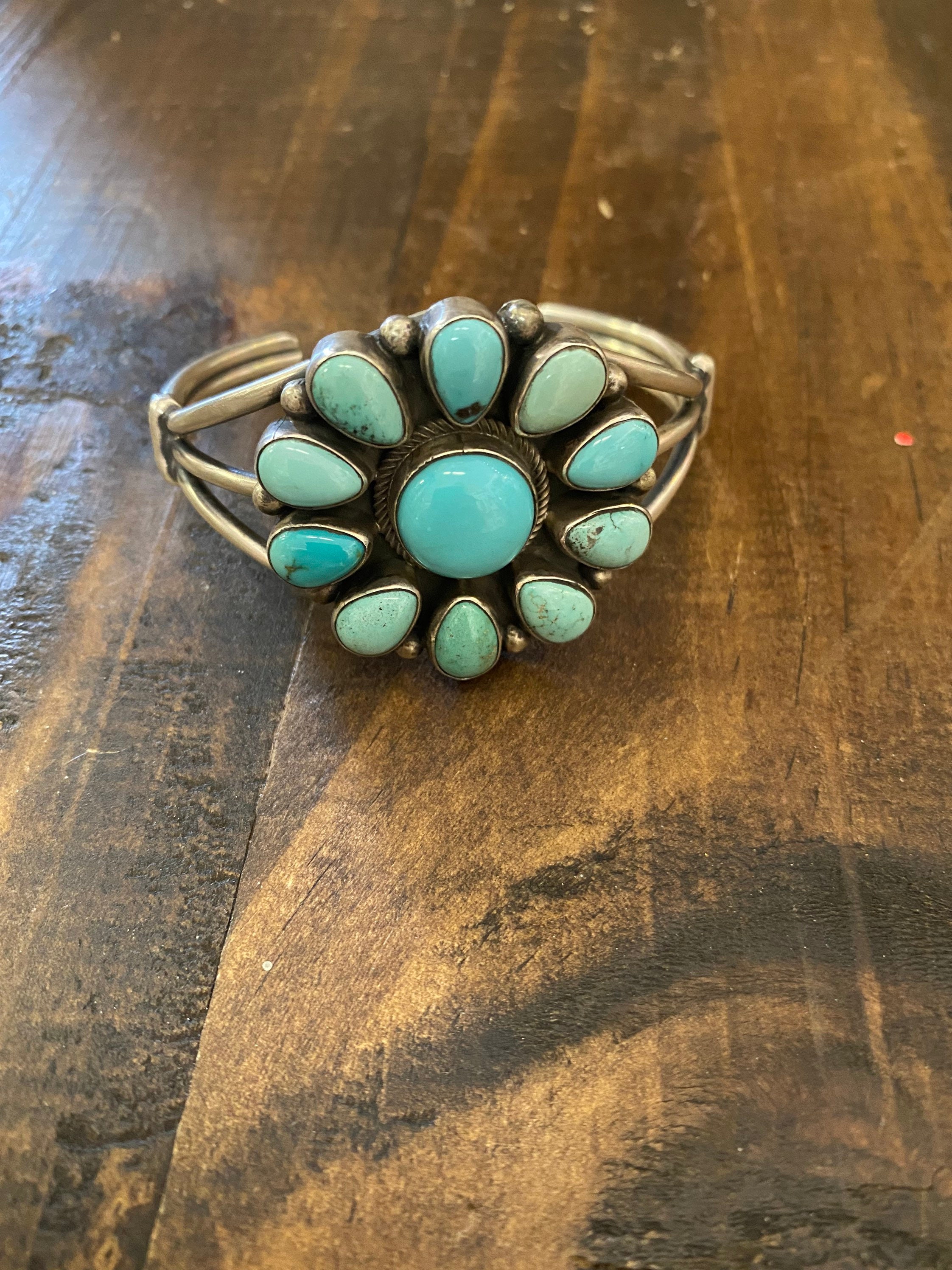 Royston Turquoise cuff bracelet made by Paul Livingston | Etsy