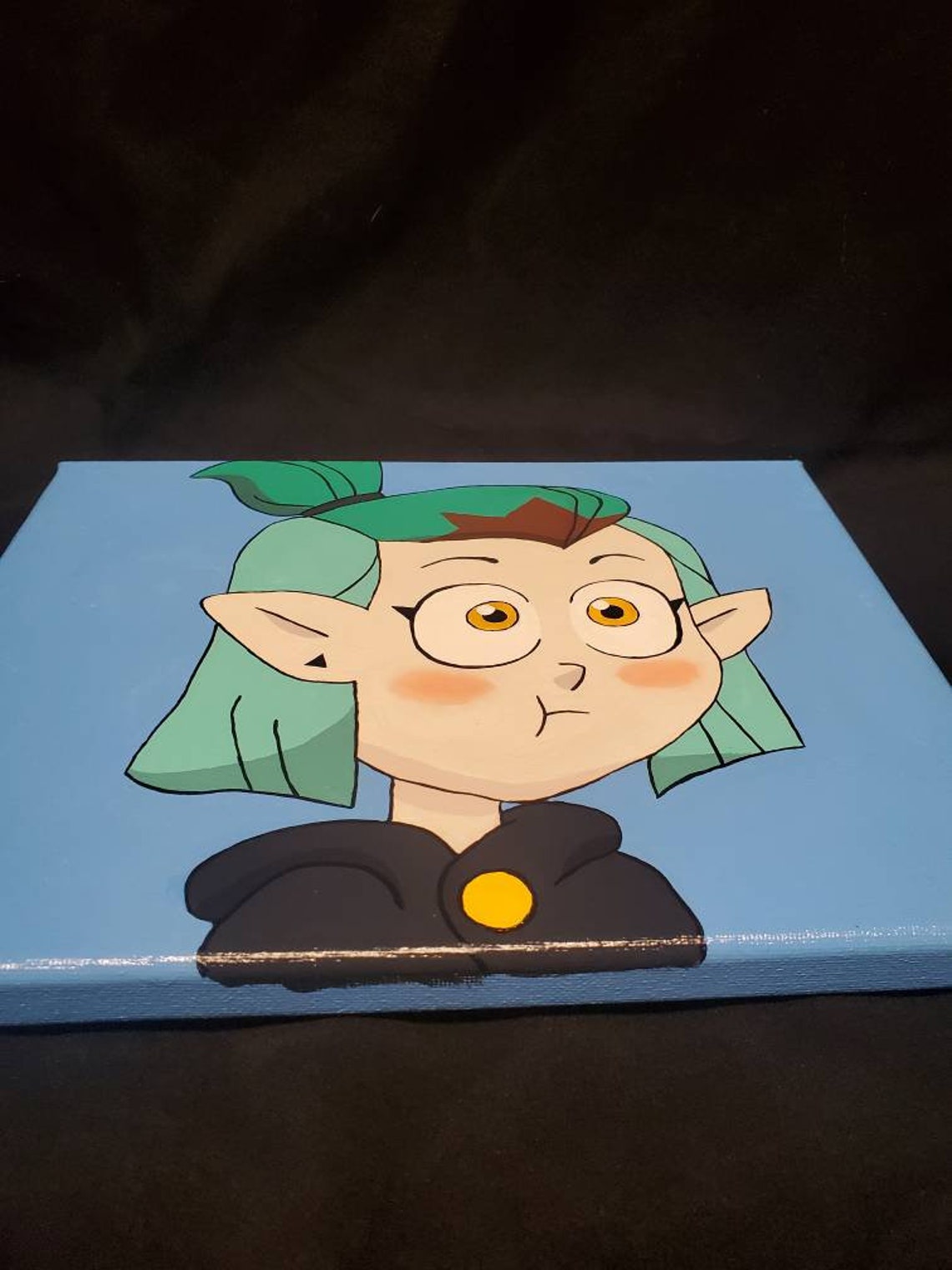 Amity Blushing/The Owl House Painting/ Light Blue background Etsy