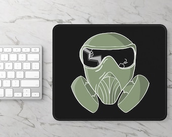Gaming Mouse Pad w/Gas Mask, mens office, military office, mens desk, mens computer