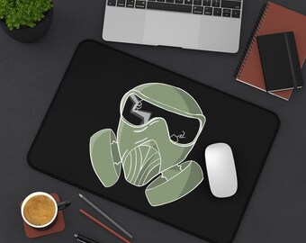 Desk Mat with Gas Mask Face, Mens Office, Military Office, Office Supplies For Guys, Desk Mat For Men, Computer Desk Mat, Gaming Desk Mat,