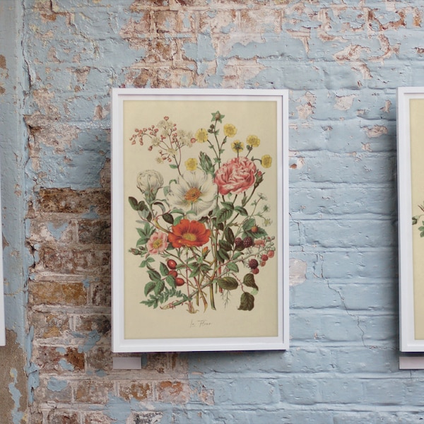 Vintage Flower Wall Prints Etsy
