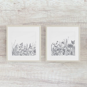 Set of 2 Wildflower Prints- Instant Download- Vintage Flowers - Flowers-Wall Decor- Wall Art