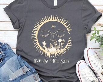 Sun and Moon Shirt, Cute Womens Tee, Aesthetic Clothes, Bohemian Top, Gift For Her, Soft Womens Top, Moon Child, Boho Moon, Bestie Gift