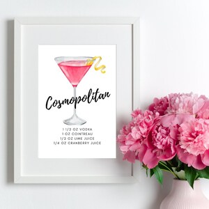 Cosmopolitan | Instant Download | drink recipe | bar sign | Cocktail print | Signature Cocktail | bar decor | Printable | bar cart art