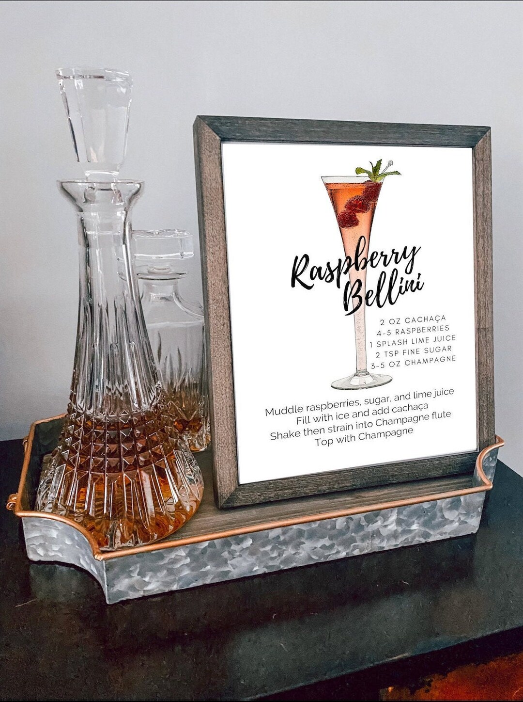 Raspberry Bellini Cocktail | Instant Download | Drink Recipe | Bar Sign ...