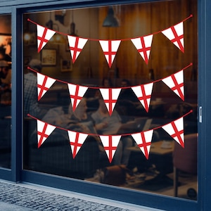 England Flag Bunting Triangle Window Decoration | England Flag Window Sticker | England Football Decoration | England Flag Window Cling