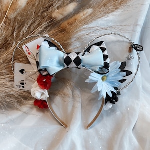 Alice In wonderland Themed Ears | Alice and Queen of Hearts Headband | Disneyland Alice Hair Accessory