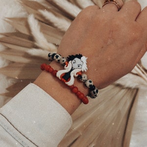 Cruella Inspired Disneyland Bracelets | 101 Dalmatians Stretch Bracelet | Beaded Cruella Bracelet Set