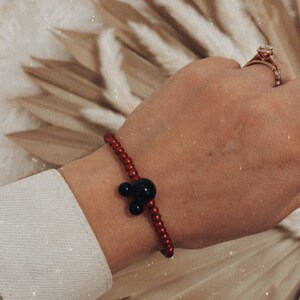 Red Mickey Mouse Head Bracelet | Disneyland Mickey Bracelet | Beaded Stretch Mickey Bracelet