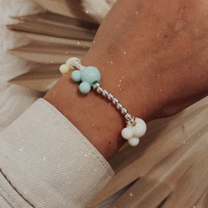 Highlighter Mickey Head Bracelet | Silver Stretch Disneyland Bracelet | Mickey Mouse Head Bracelet
