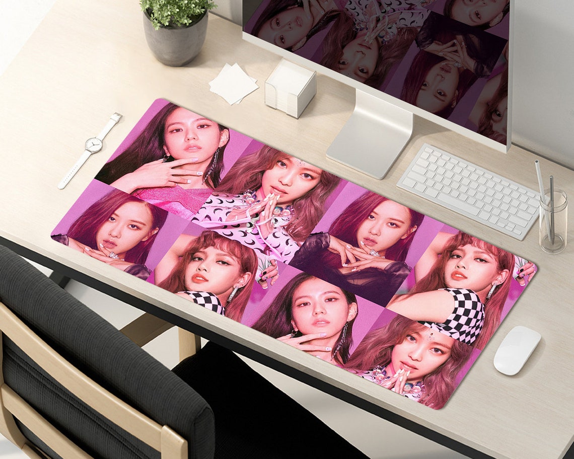 Black Pink Mouse Pad Kpop Desk Mat Gaming Large Mouse Pad | Etsy