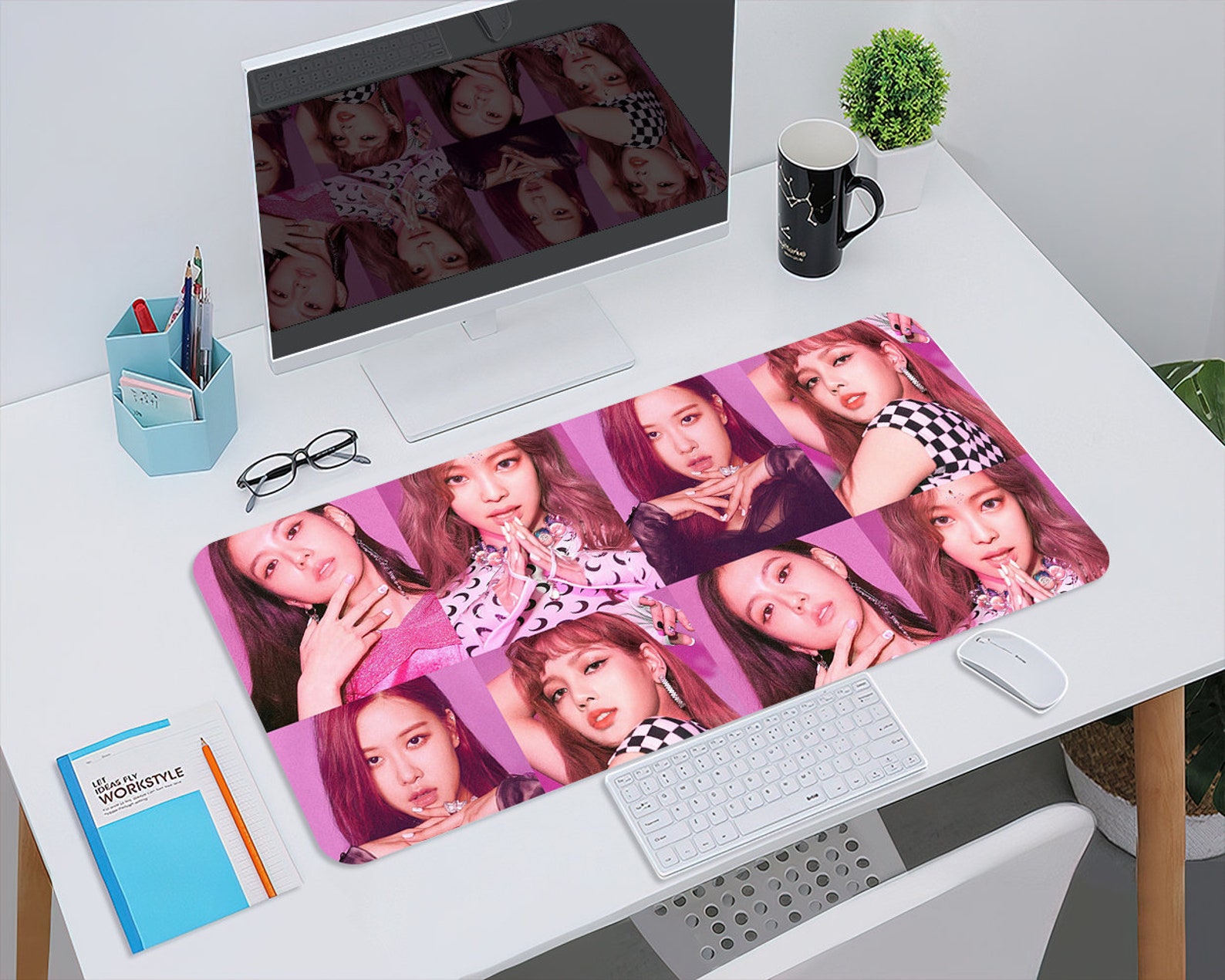 Black Pink Mouse Pad Kpop Desk Mat Gaming Large Mouse Pad Etsy