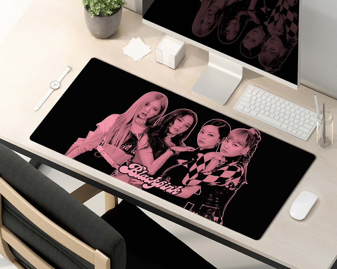 Black Pink Mouse Pad Kpop Desk Mat Gaming Large Mouse Pad Etsy