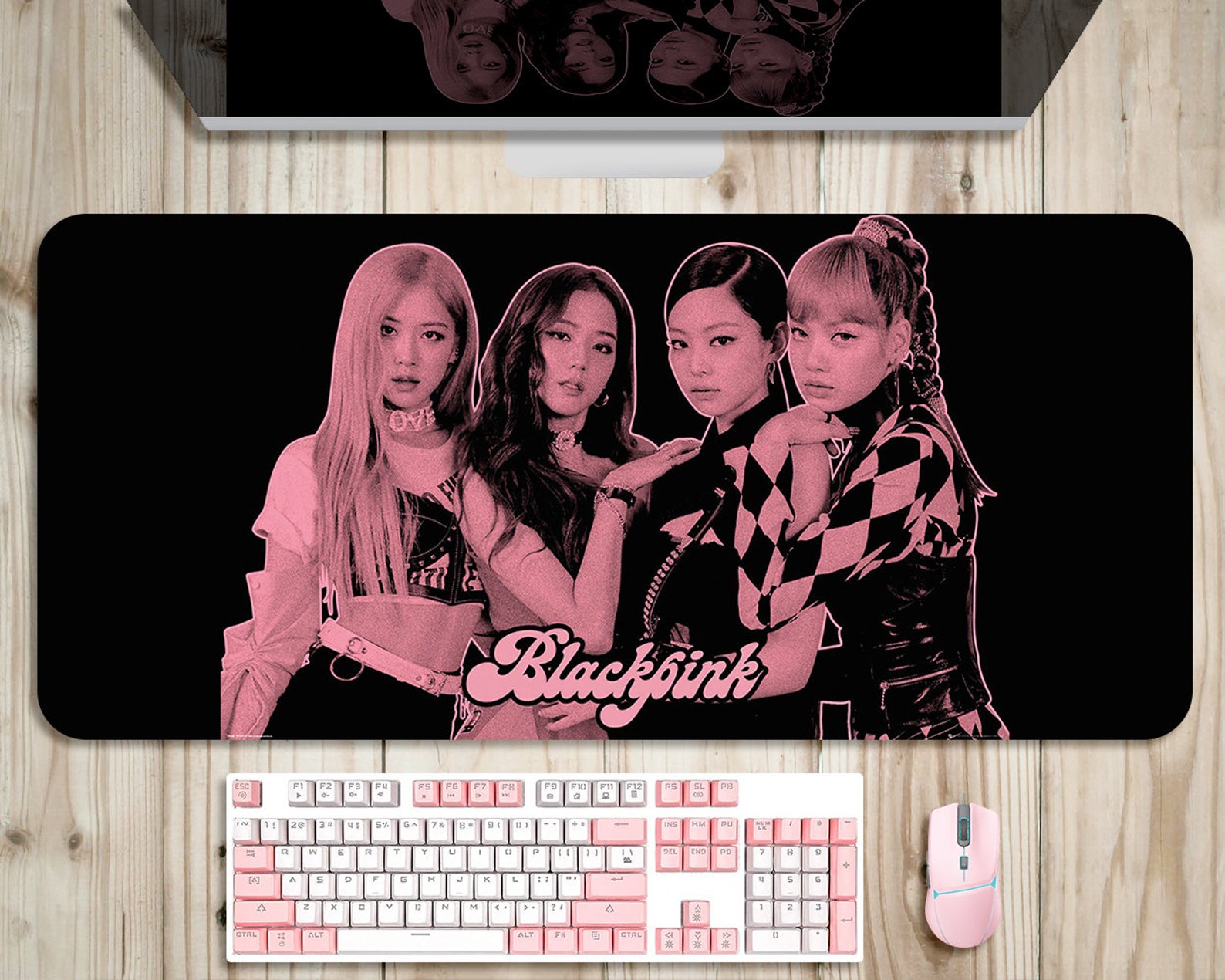 Black Pink Mouse Pad Kpop Desk Mat Gaming Large Mouse Pad Etsy