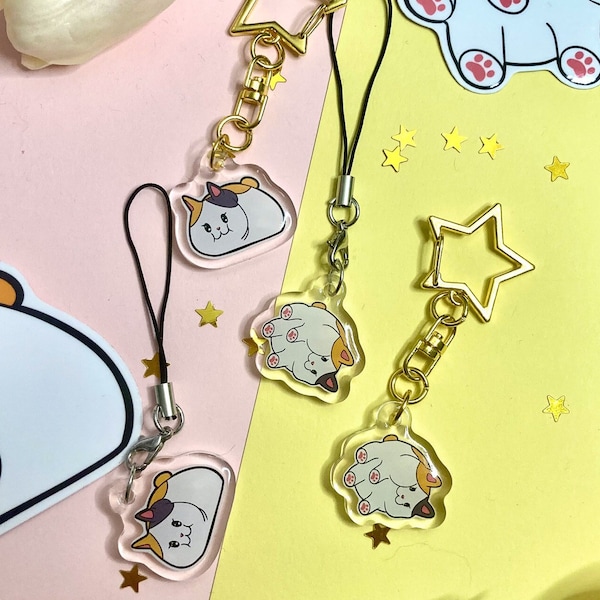 Final Fantasy Fat Cat Minion Charm| FFXIV Mog 14 |  Key chain| key ring| Acrylic| Phone Charm FF14 Final Fantasy