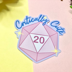 D20 &#39;Critically Cute’ Vinyl Sticker | DnD D&D