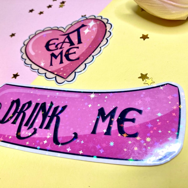 Alice in Wonderland Through the Looking Glass| Eat Me| Drink Me | Holo Holographic Vinyl Sticker