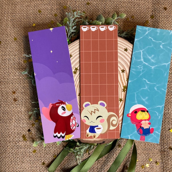 Animal Crossing Bookmark | Book Lover Bookworm| Celeste Pascal Marshal | Double Sided