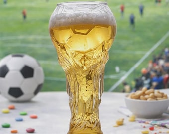 Football Trophy Glass 450ml Pint Glass, World Cup Beer Glass, Premium Football Gift, Match Day Glass UK, Football Fan