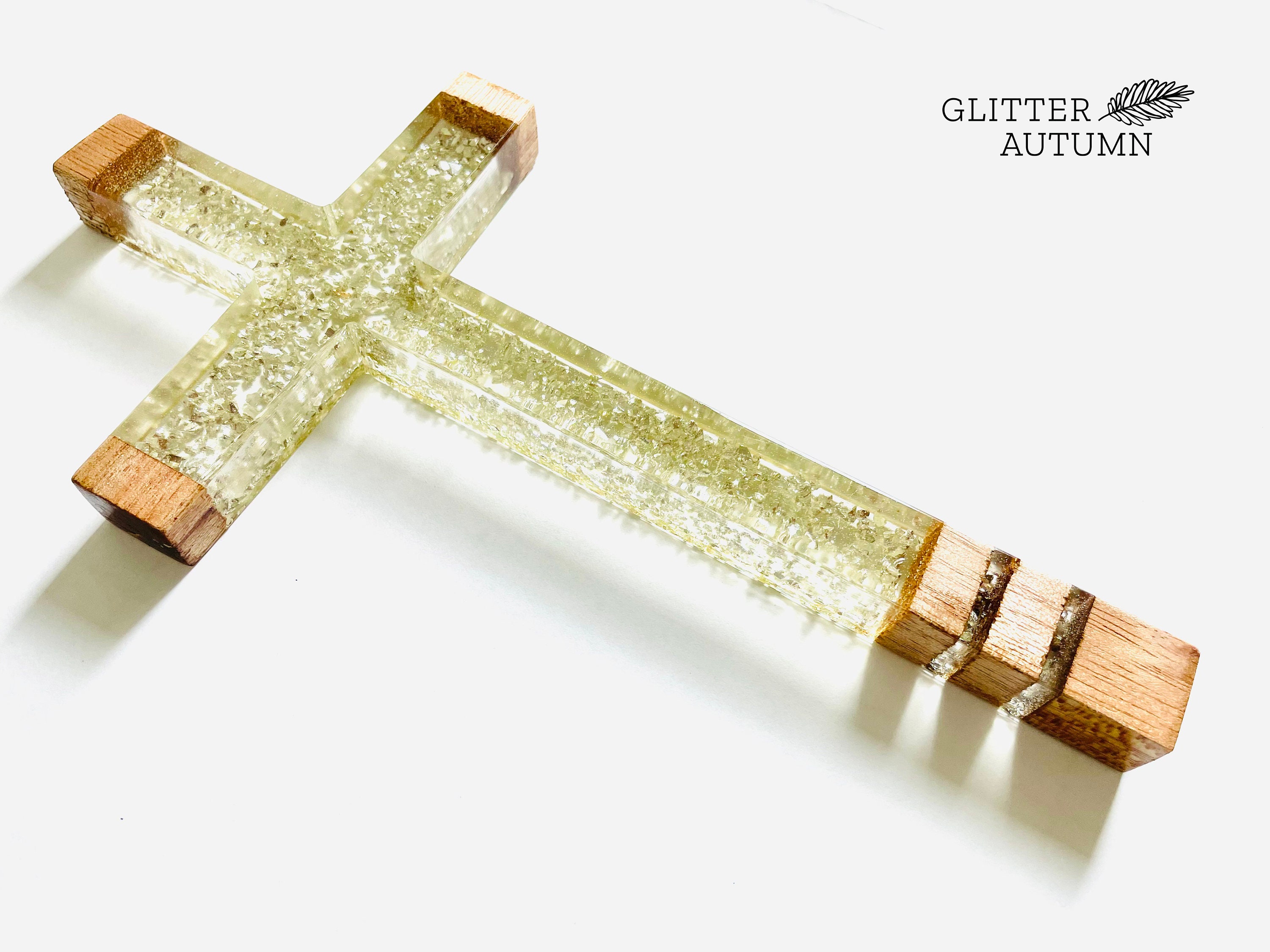 Clear Epoxy Resin Cross Wall Hanging With White Silver Stones Etsy UK
