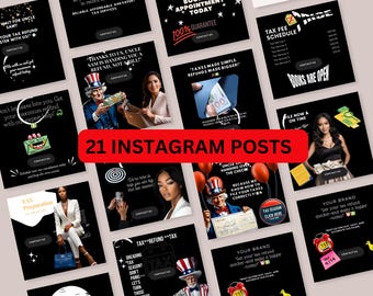 21 Animated Tax Instagram Posts, Canva Template