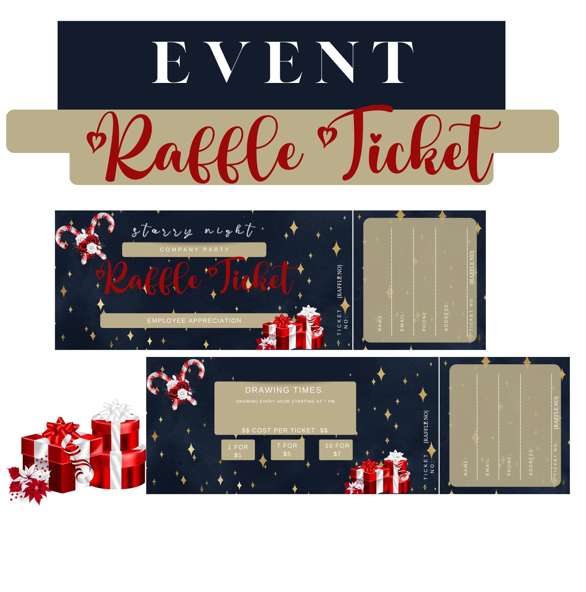 RAFFLE Ticket Template, Event Ticket, Fundraiser, Company Party RAFFLE Ticket Template, Event Ticket, Fundraiser, Company Party