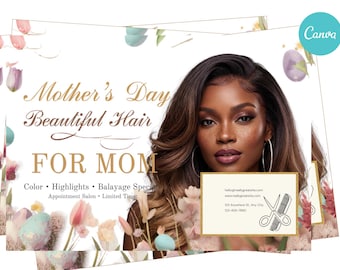 Hair Color Mother's Day Salon Flyer,  digital download template, Edit with Canva