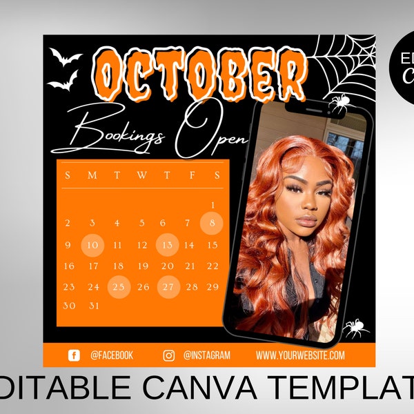 Halloween Sale Flyer, October Flyer, Hair Flyer, Digital Fall Flyer, Fall Flyer, Halloween, Beauty flyer, Booking Flyer, Hair Booking,