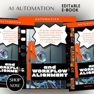 AI Automation & Workflow Alignment eBook – Editable Canva Template | Streamline Tasks with AI | Digital Download PLR
