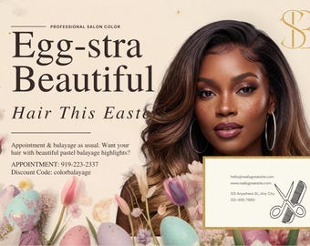 Easter Hair Color Flyer Salon Flyer,  digital download template, Edit with Canva