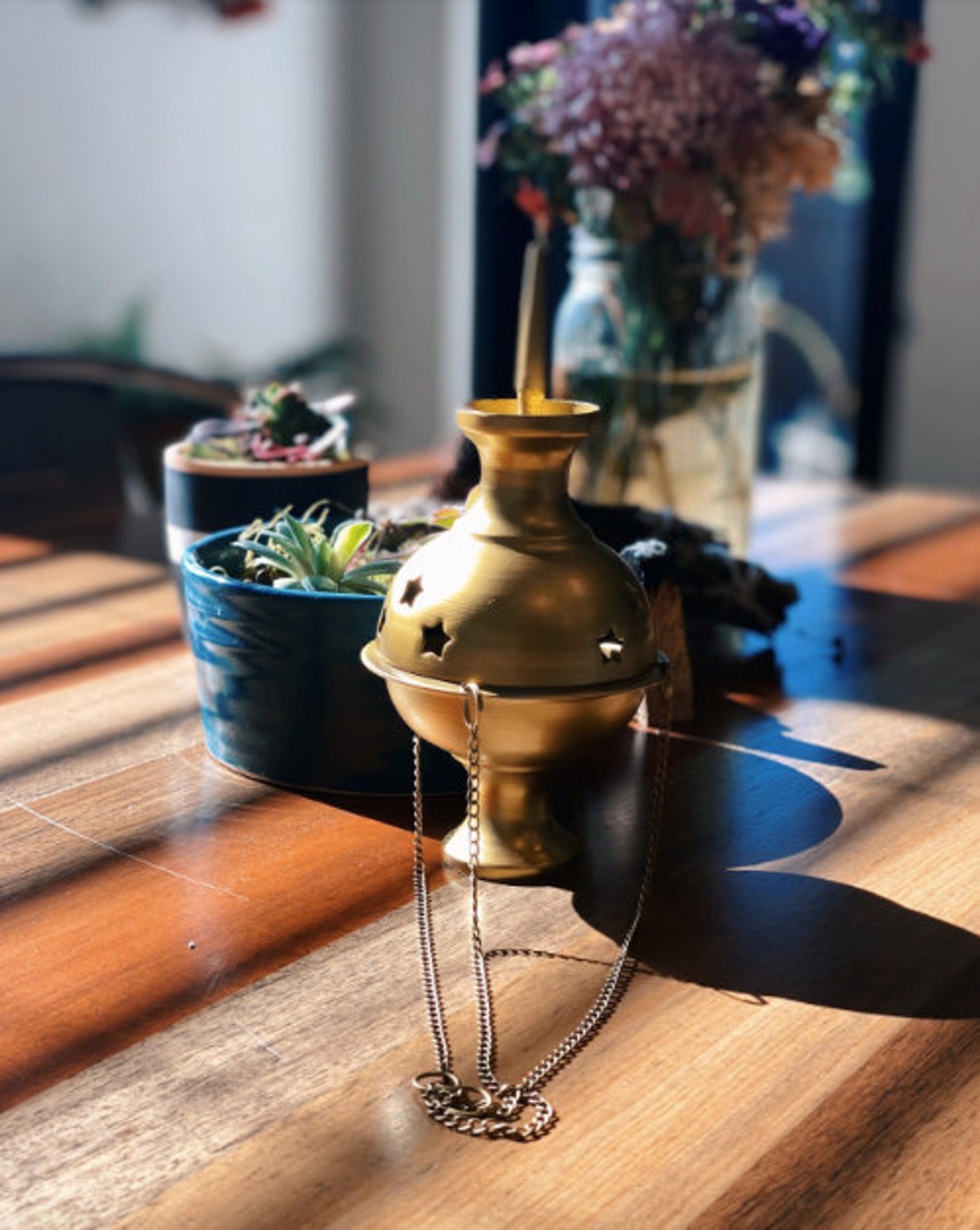 Gold Hanging Incense Burner Etsy