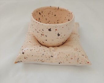 Handmade Ceramic Designer Mug with Ceramic Pillow Plate