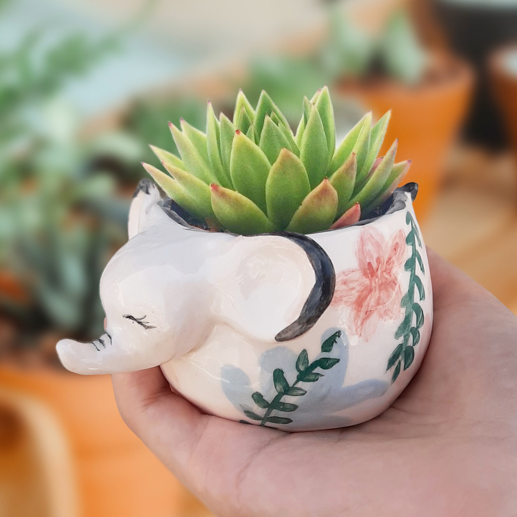Ceramic Handmade Elephant Shaped Flower Pot Etsy