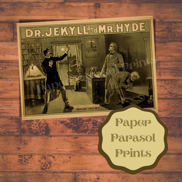 Vintage Dr Jekyll and Mr Hyde Ephemera Halloween Decor Printable Digital Download 8x11