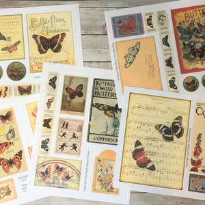 Vintage Butterfly Ephemera Printable Junk Journal Digital Download 5 ...